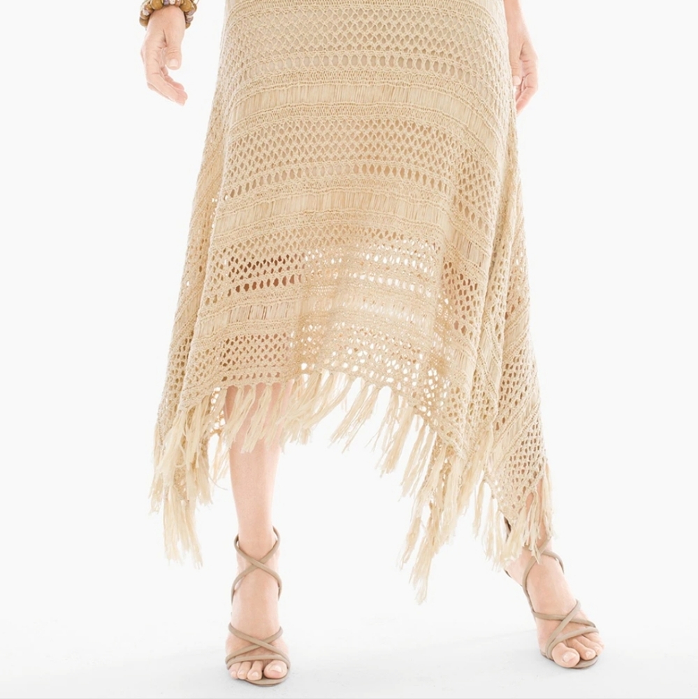 Crochet Fringe Detail Handkerchief Hem Skirt